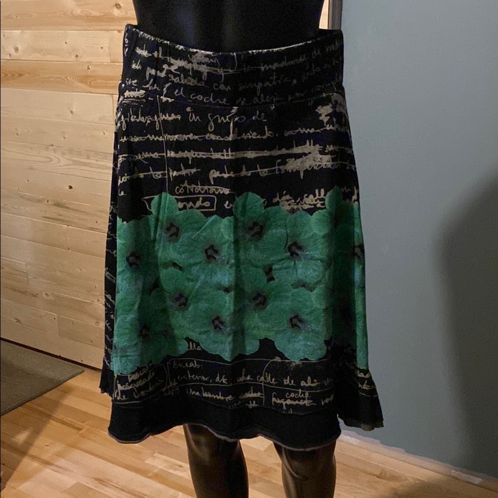 Desigual cotton skirt with vibrant green floral print
